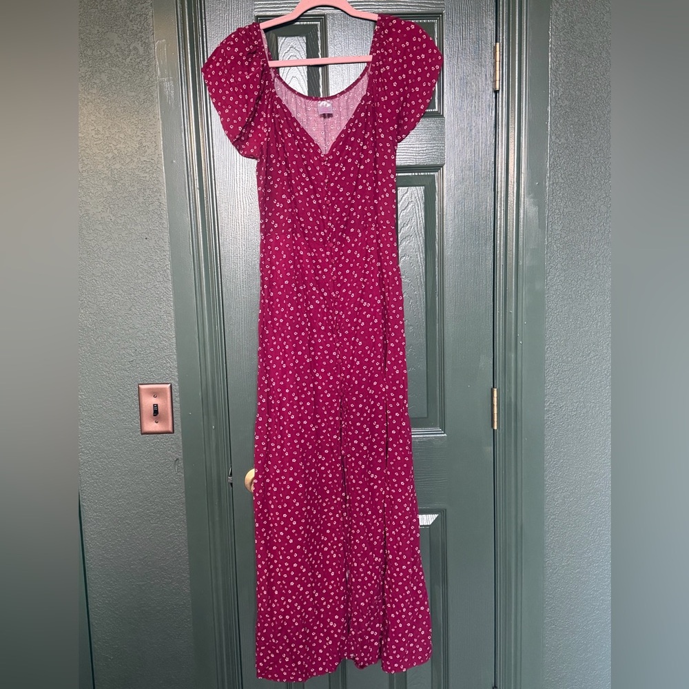 Floral front button maxi dress
